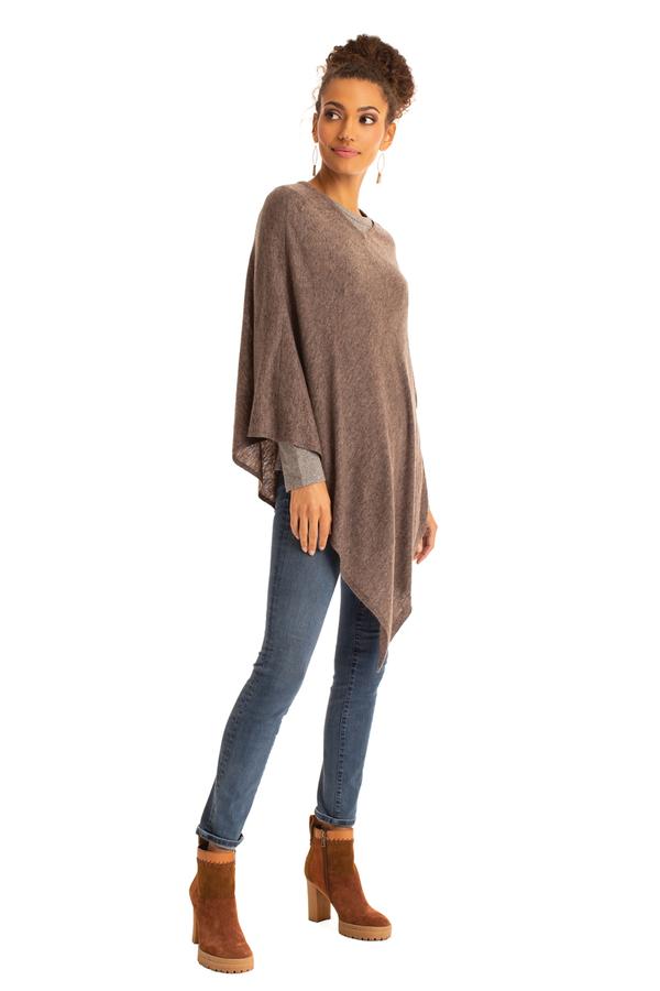 The V-Neck Poncho SPICE BROWN / OS - Synergy Organic Clothing