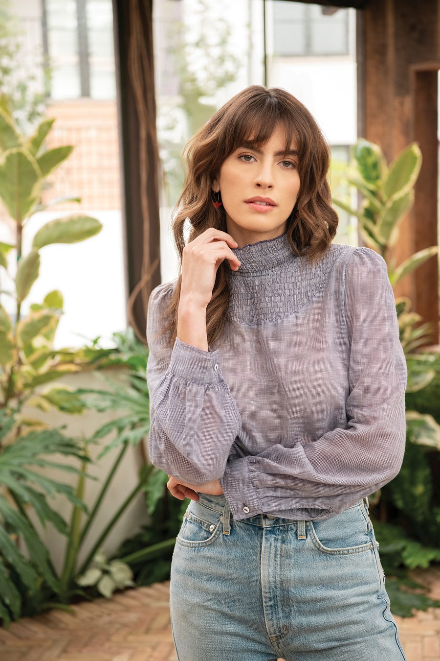 Delphina Top NAVY CHECKED / XS - Synergy Organic Clothing