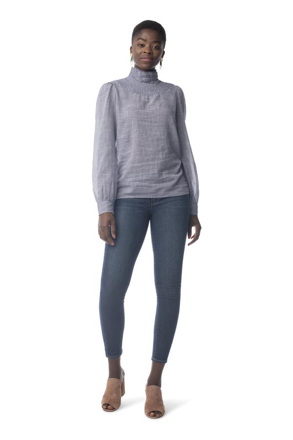 Delphina Top NAVY CHECKED / XS - Synergy Organic Clothing