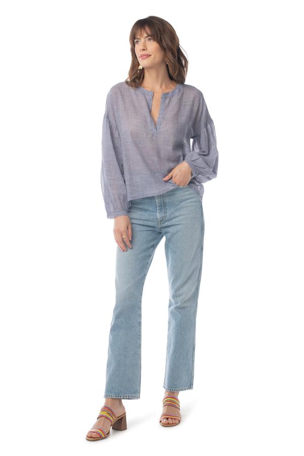 Amber Top NAVY CHECKED / XS - Synergy Organic Clothing