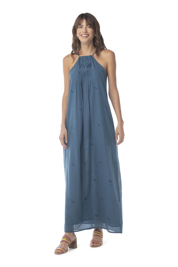Formentera Maxi Dress EMBROIDERED REAL TEAL / XS - Synergy Organic Clothing
