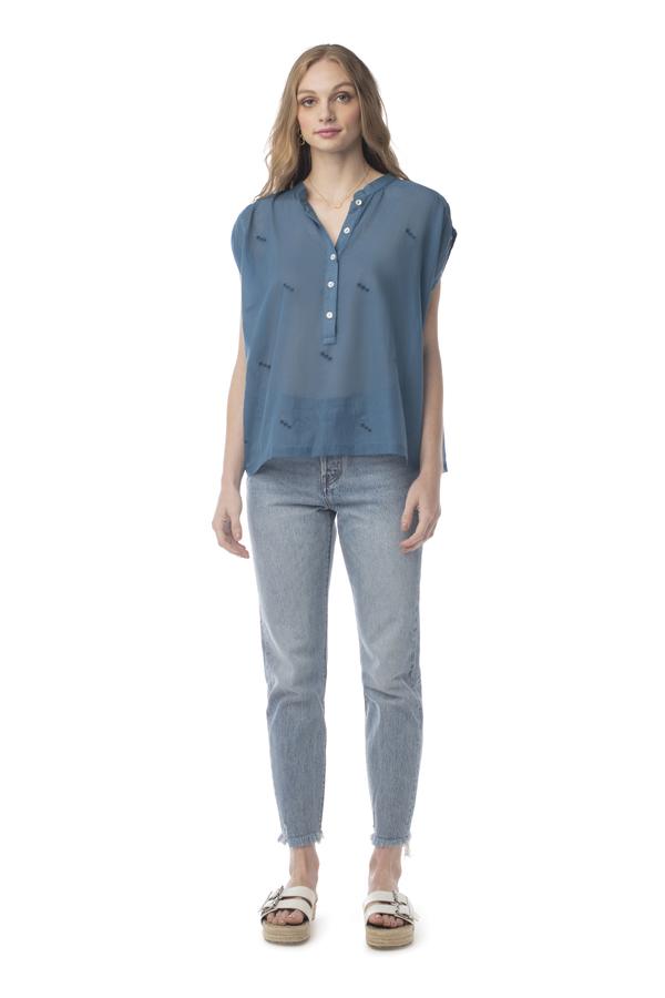 Wear With All Top EMBROIDERED REAL TEAL / XS - Synergy Organic Clothing