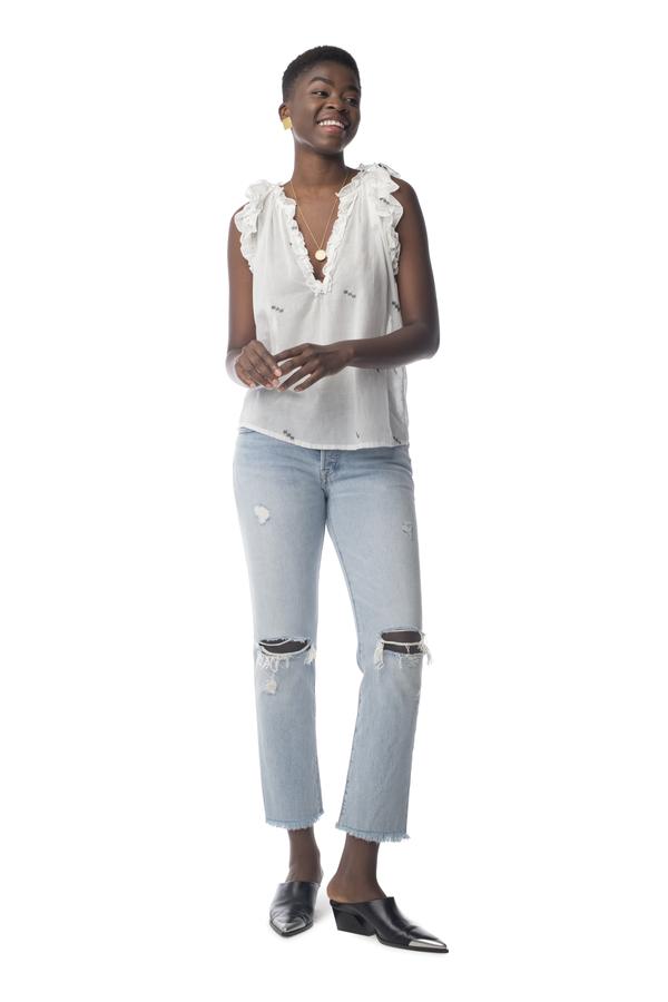 Viola Top EMBROIDERED TOFU / XS - Synergy Organic Clothing