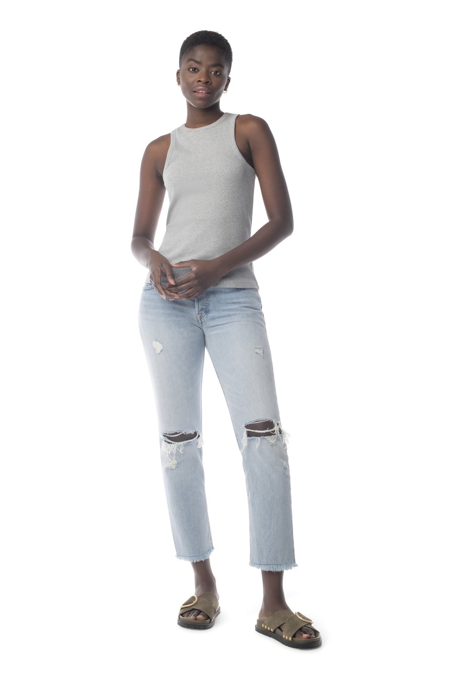 Rib Knit Shell Tank WHITE / XS - Synergy Organic Clothing