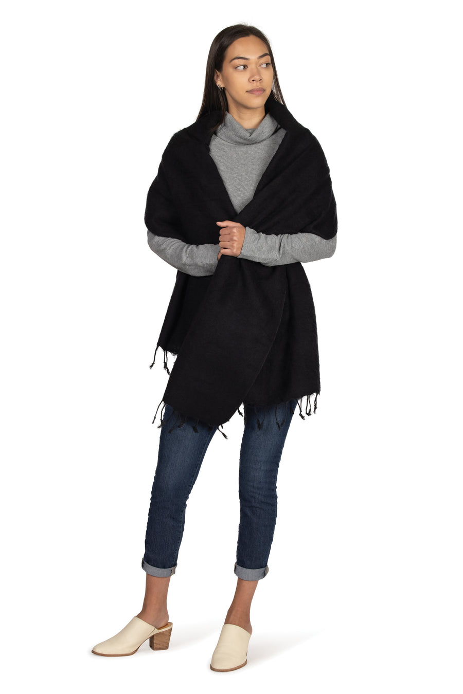 The Solid Shawl Black / OS - Synergy Organic Clothing